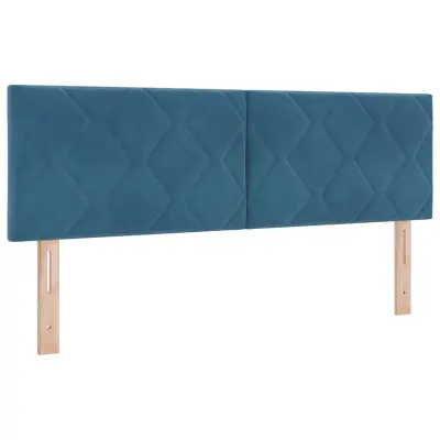 vidaXL LED vzglavje z LED lučmi Geometrični Temno modra 144 cm Žamet