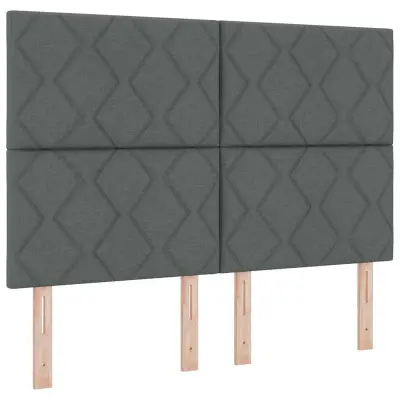 vidaXL Vzglavje z LED lučmi z vzglavjem Siva 144 cm blago