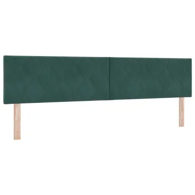 vidaXL LED vzglavje z LED lučmi Geometrični Temno zelena 200 cm Žamet