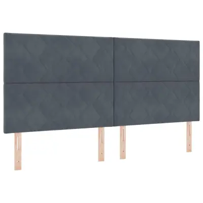 vidaXL LED vzglavje z LED lučmi Geometrični Temno siva 200 cm Žamet