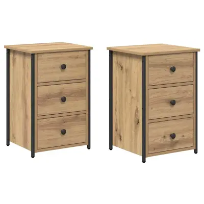 vidaXL Nočna omarica s predalom 2 pcs artisan hrast
