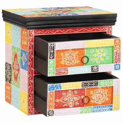 vidaXL Nočna omarica večbarvno 40 x 30 x 40 cm Trden mangov les