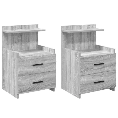 vidaXL Nočne omarice 2 kosa z 2 predaloma sive sonoma 40x36,5x62 cm