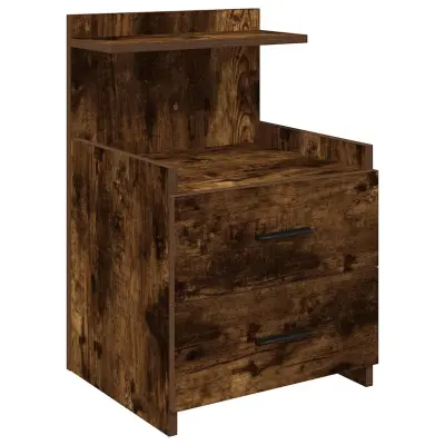 vidaXL Nočna omarica z 2 predaloma dimljen hrast 40x36,5x62 cm