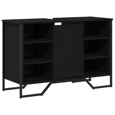 vidaXL Omarica za umivalnik z vrati Črna Orehovina 91 x 35 x 60 cm