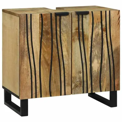 vidaXL Omarica za umivalnik s polico Rjava in črna 62 x 33 x 58 cm