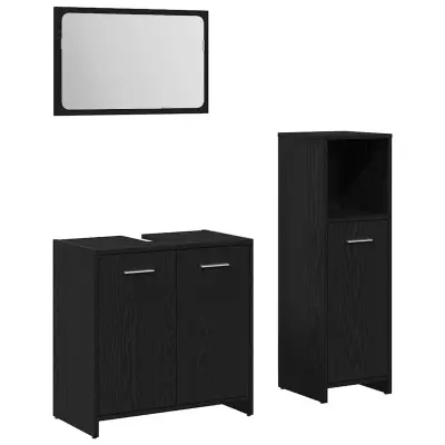 vidaXL Komplet kopalniškega pohištva z vrati 3 pcs Črna Orehovina