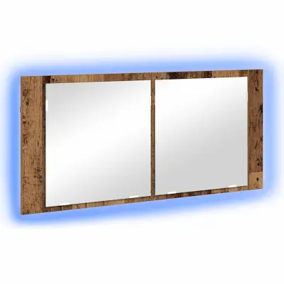 vidaXL LED ogledalna omarica Star les 100 x 12 x 45 cm Konstruiran les