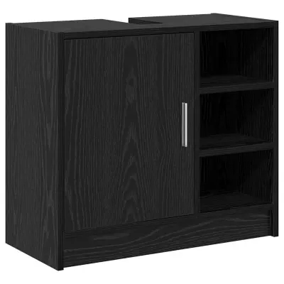 vidaXL Omara za umivalnik z vrati Črna Orehovina 63 x 29 x 55 cm