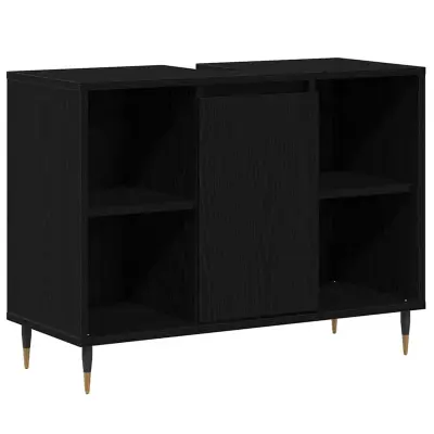 vidaXL Kopalniška omarica Črni hrast 80 x 33 x 60 cm Konstruiran les