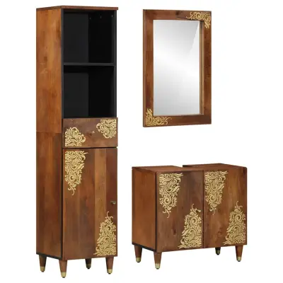 vidaXL Set kopalniškega pohištva z vrati 3 pcs Rjava 62 x 33 x 58 cm