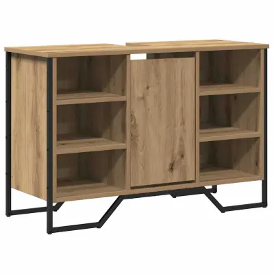 vidaXL Omarica za umivalnik z vrati Umetni hrast 91 x 35 x 60 cm