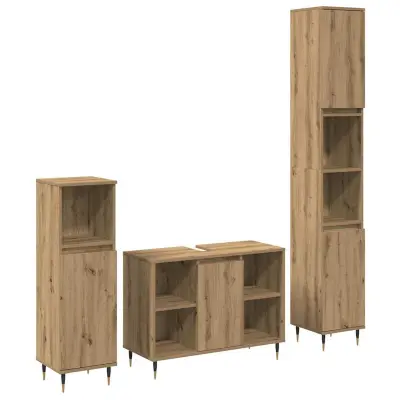vidaXL Komplet pohištva za kopalnico s polico Drugo 3 pcs Umetni hrast
