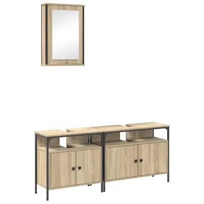 vidaXL Komplet pohištva za kopalnico 3 pcs Rjava 80 x 30 x 60 cm