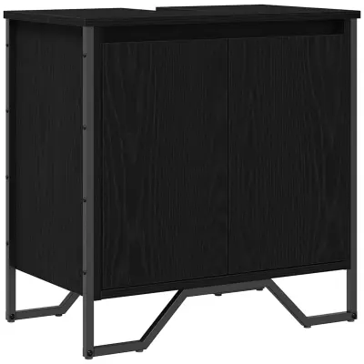 vidaXL Omara pod umivalnik z vrati Črna Orehovina 60 x 35 x 60 cm