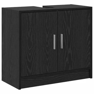 vidaXL Omara za umivalnik z vrati Črna Orehovina 63 x 29 x 55 cm
