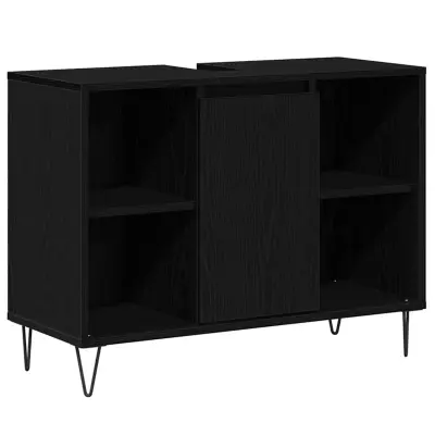 vidaXL Kopalniška omarica Črni hrast 80 x 33 x 60 cm Konstruiran les