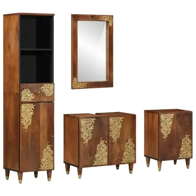 vidaXL Komplet kopalniškega pohištva 4 pcs Rjava 62 x 33 x 58 cm
