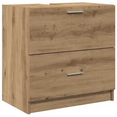 vidaXL Omarica za umivalnik s predalom Umetni hrast 59 x 37 x 59 cm