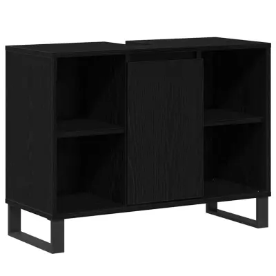 vidaXL Kopalniška omarica Črni hrast 80 x 33 x 60 cm Konstruiran les