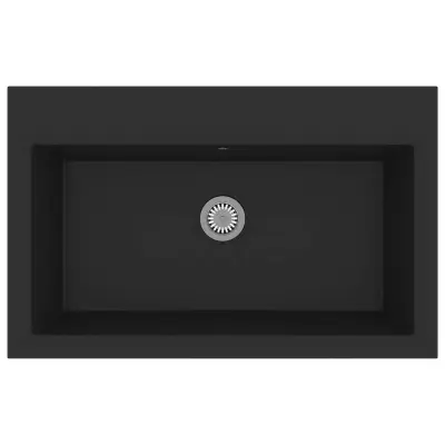 vidaXL Kuhinjska umivalnica Črna 79 x 50 x 31 cm Granit