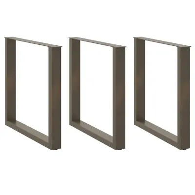 vidaXL Noge za jedilno mizo v obliki črke U, 3 kosi, naravno jeklo, 90 x (72-73) cm, jeklo