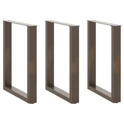 vidaXL Noge za jedilno mizo v obliki črke U, 3 kosi, naravno jeklo, 70 x (72-73) cm, jeklo