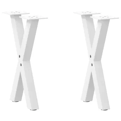 vidaXL Noge za klubsko mizico v obliki črke X, 2 kosa, bele barve, 38 x (42-43) cm, jeklo