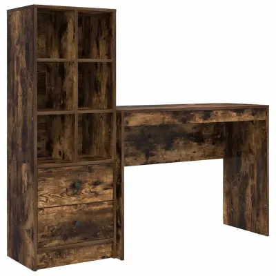 vidaXL Miza s shrambo s predalom 2 pcs Dimljeni oreh 100 x 40 x 76 cm