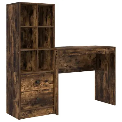 vidaXL Miza s shrambo s predalom 2 pcs Dimljeni oreh 90 x 40 x 76 cm