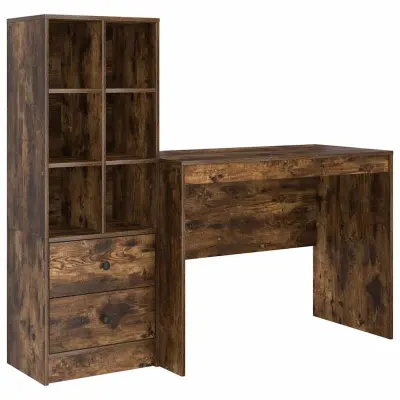 vidaXL Miza s shrambo s predalom 2 pcs Dimljeni oreh 100 x 50 x 76 cm