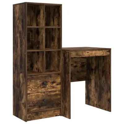 vidaXL Miza s shrambo s predalom 2 pcs Dimljeni oreh 60 x 50 x 76 cm