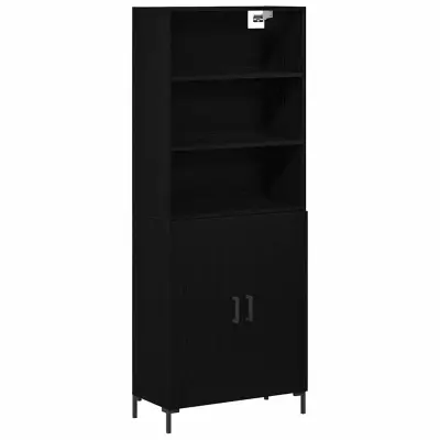 vidaXL Visok predalnik Črni hrast 70 x 34 x 180 cm Konstruiran les