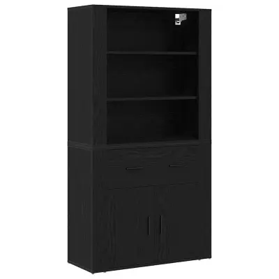 vidaXL Visoki stolp Črni hrast 80 x 33 x 150 cm Konstruiran les