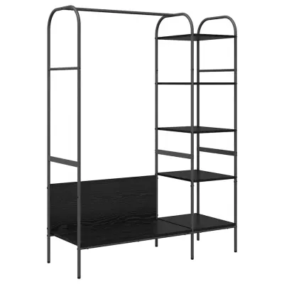 vidaXL Stojalo za oblačila Črna 120 x 44 x 160 cm Konstruiran les