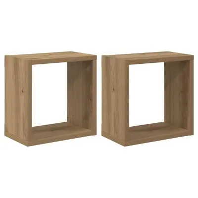 vidaXL Stenske police s polico 2 pcs artisan hrast 26 x 15 x 26 cm