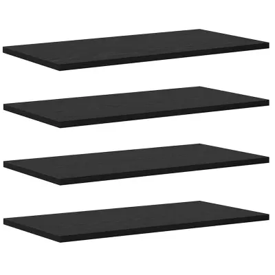 vidaXL Polica za knjige 4 pcs Črna 60 x 30 x 1.5 cm Konstruiran les