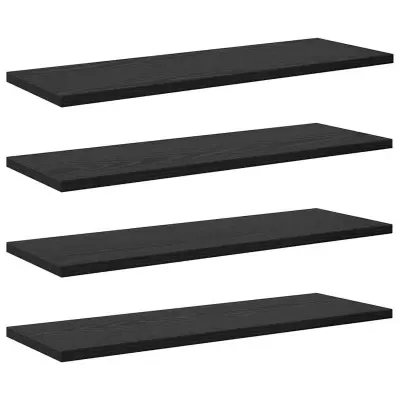 vidaXL Polica za knjige 4 pcs Črna 60 x 20 x 1.5 cm Konstruiran les