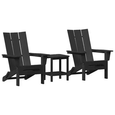 vidaXL Vrtno lounge pohištvo 3 pcs Črna 38 x 38 x 46cm Plastika