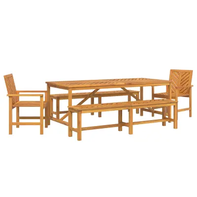 vidaXL 5-delna vrtna jedilna garnitura iz trdnega akacijevega lesa