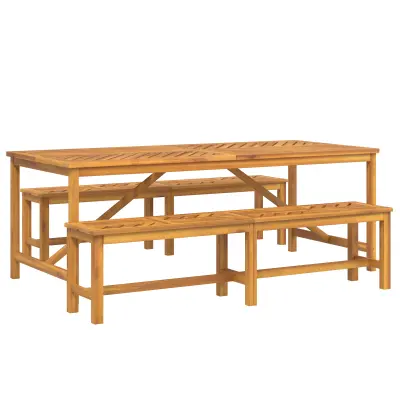 vidaXL 3-delna zunanja jedilna garnitura, trden akacijev les