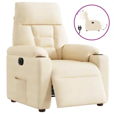 vidaXL Električni naslanjač bež tkanina iz mikrovlaken