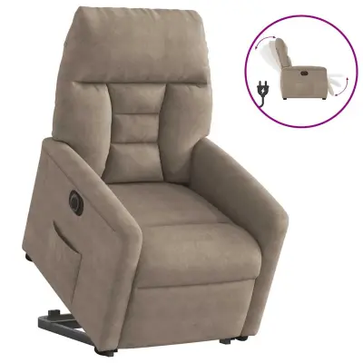 vidaXL Električni naslanjač s funkcijo vstajanja taupe mikrovlakna