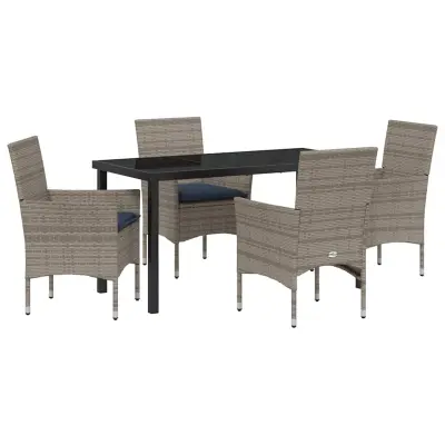 vidaXL Komplet za jedilnico v vrtu 5 pcs Siva in mornarsko modra