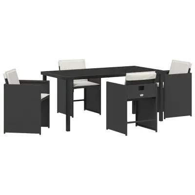 vidaXL Komplet za jedilnico v vrtu 5 pcs Črna poli ratan