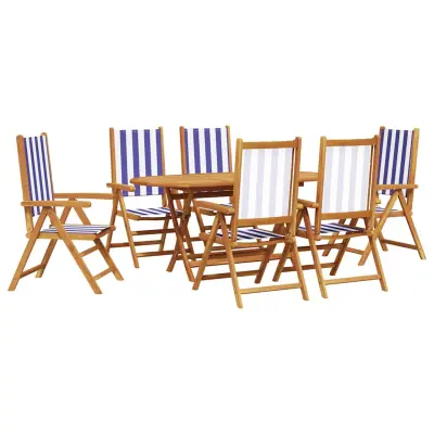 vidaXL Komplet za jedilnico v vrtu 7 pcs Modra in bela