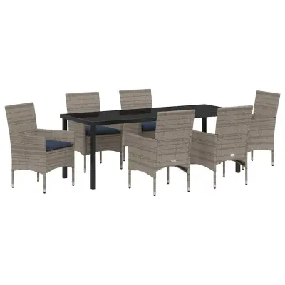 vidaXL Komplet za jedilnico v vrtu 7 pcs Siva in mornarsko modra
