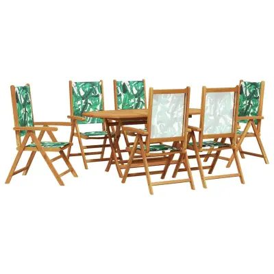 vidaXL Komplet za jedilnico v vrtu 7 pcs Vzorec listov
