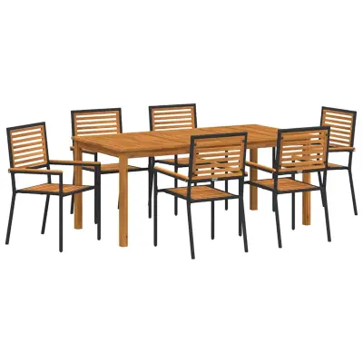 vidaXL Komplet za jedilnico v vrtu 7 pcs Črna Poly ratan