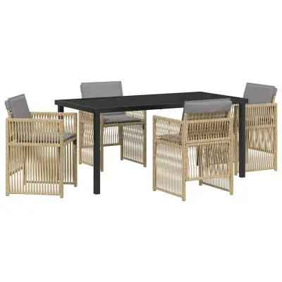 vidaXL Komplet za jedilnico v vrtu 5 pcs Bež Poly ratan
